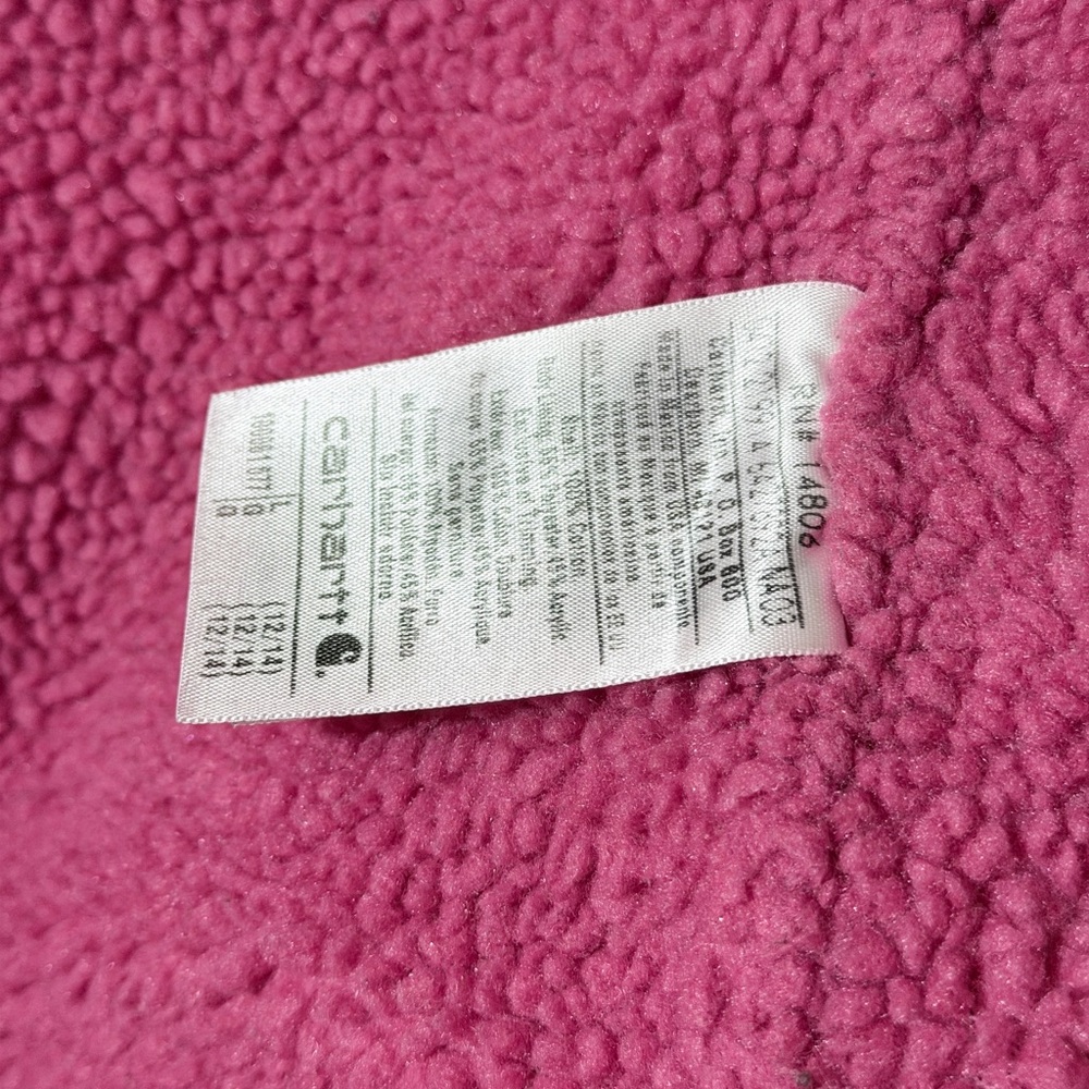 Carhartt Women’s Pink Hooded Sherpa Lined Vest Large Snap Front - Picture 8 of 10